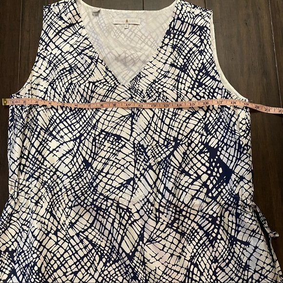 ROBERT TALBOTT Made In Italy Silk Blue White Sleeveless Dress Size M - Picture 8 of 9